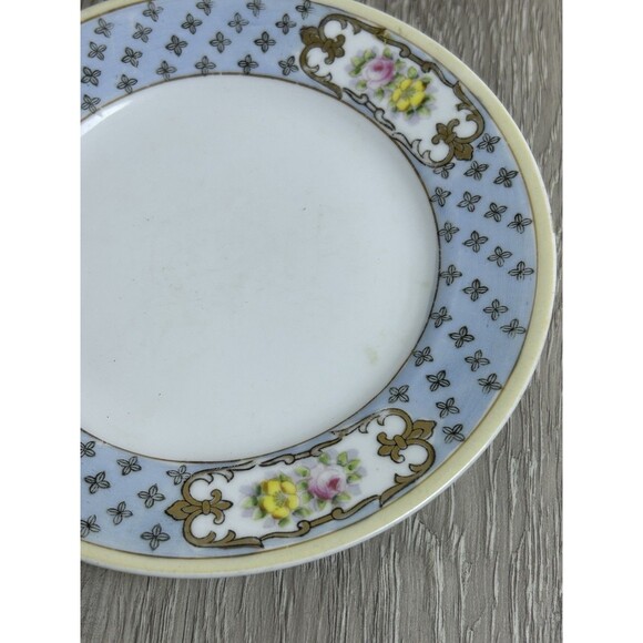 Vintage Noritake Bread Salad Plate 6-½" Replacement Blue Rim Floral Design - Picture 3 of 8